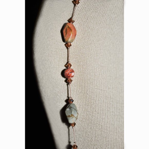 Venus Jasper Handmade Hand Knotted Multi-Color Nugget Beaded Necklace - Picture 8 of 10